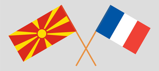 Crossed flags of North Macedonia and France