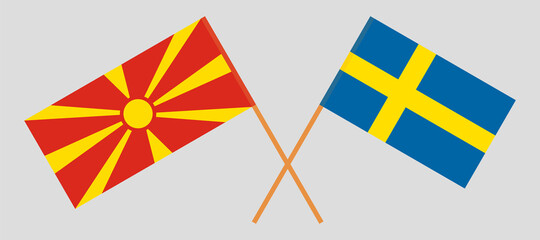 Crossed flags of North Macedonia and Sweden
