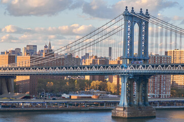 New York, USA, May 22, 2014: The Manhattan Bridge, New York City panorama. Awesome view