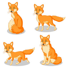 Fox cartoon collection set. Vector illustration