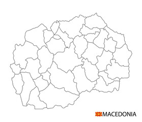 Macedonia map, black and white detailed outline regions of the country. Vector illustration