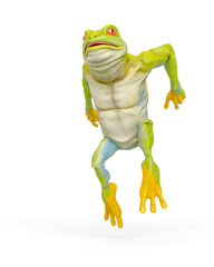 frog is jumping out