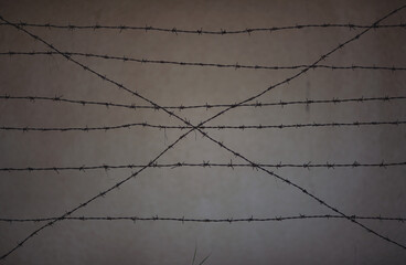 A secured gate with barbed wire