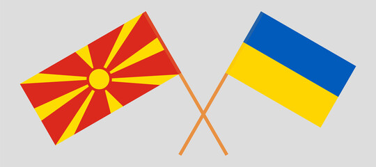 Crossed flags of North Macedonia and the Ukraine