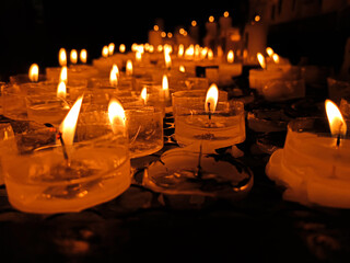 Candles lit ritual of devotion and prayer to God