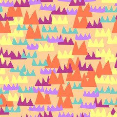 Seamless pattern of cute cartoon abstract elements, doodle vector drawing