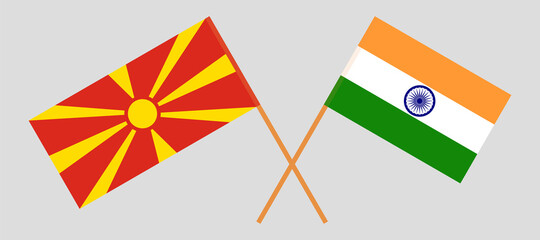 Crossed flags of North Macedonia and India