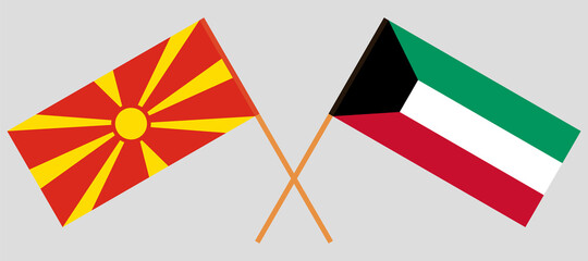 Crossed flags of North Macedonia and Kuwait