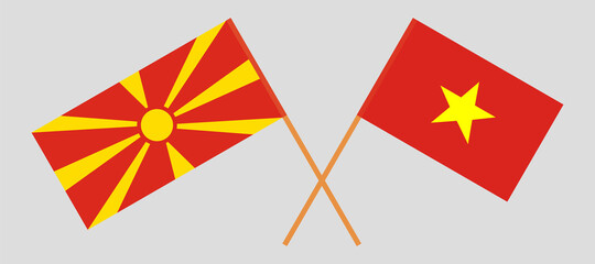 Crossed flags of North Macedonia and Vietnam