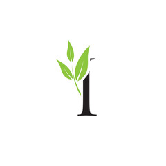 Letter I nature logo design. Simple minimalist vector template