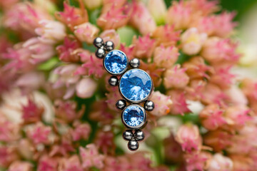 Beautiful piercing jewelry. Macro shot. Selective focus.