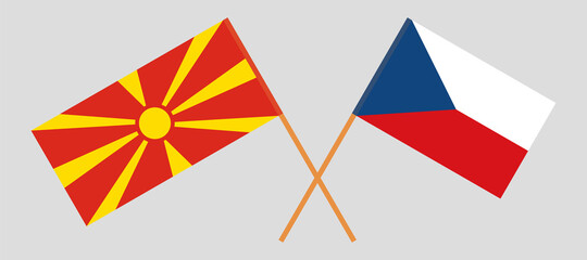 Crossed flags of North Macedonia and Czech Republic