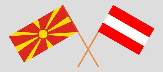 Crossed flags of North Macedonia and Austria