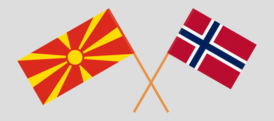 Crossed flags of North Macedonia and Norway
