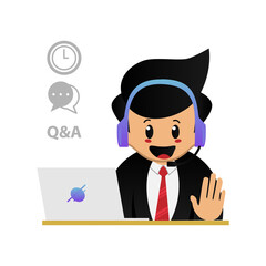 Cartoon employee and operator customer service design isolated on white background