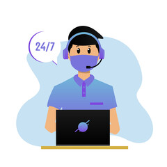 Illustration customer service boy design isolated on white background