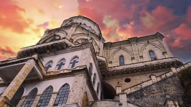 Biblian church at Ca&ntilde;ar province in the andes of Ecuador, South America. 4K timelapse animation video