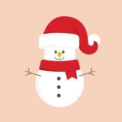 Snowman, Snowman Cartoon, Santa Hat, Cute, Christmas Character Vector Background