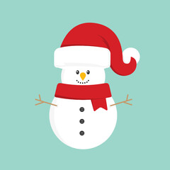 Snowman, Snowman Cartoon, Santa Hat, Cute, Christmas Character Vector Background