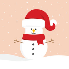 Snowman, Snowman Cartoon, Santa Hat, Cute, Christmas Character Vector Background