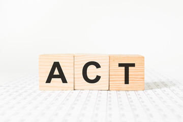 words on wooden cubes, white background. business concept