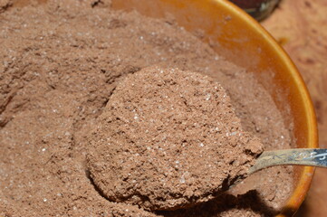 Baking seasoning cinnamon powder mixed with sugar for muffins. Cooking ingredient.
