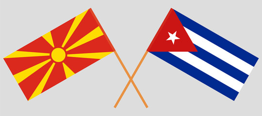 Crossed flags of North Macedonia and Cuba