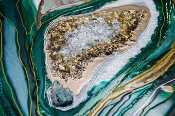 original emerald resin geode abstract art by resin artist