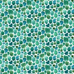 Seamless abstract watercolor pattern. Green aquarelle spots. Hand drawn seamless abstract background for print on fabric or wrapping paper.