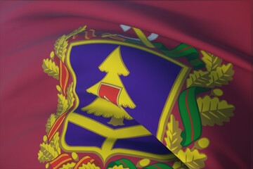 Flag of Bryansk Oblast. 3D illustration close-up flag background. Flags of the federal subjects of Russia.