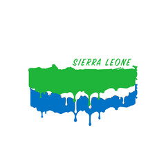 Painted Sierra Leone flag, Sierra Leone flag paint drips. Stock vector illustration isolated on white background