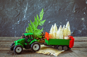 Christmas Tree on Tractor Toy 