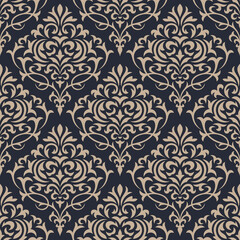 Fototapeta premium Damask seamless pattern background. Classical luxury ornament wallpaper