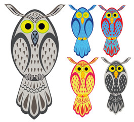 Naklejka premium A stylized image of an owl based on the shape of an egg.