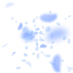 Dark blue flower petals falling down. Cute romanti