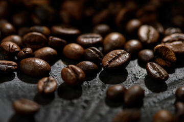 coffee beans on a black background