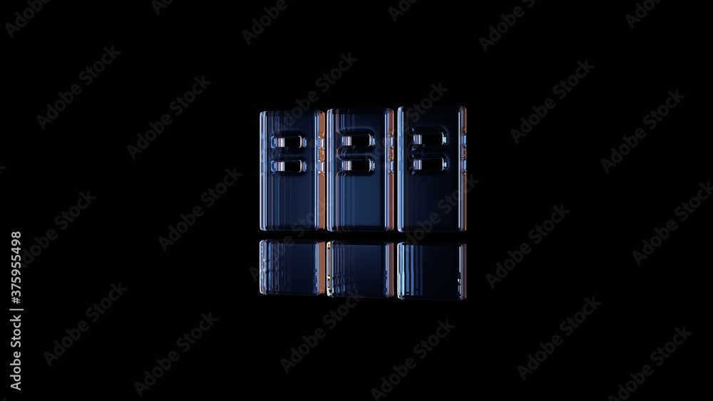 Poster 3d rendering glass symbol of archive isolated on black with reflection