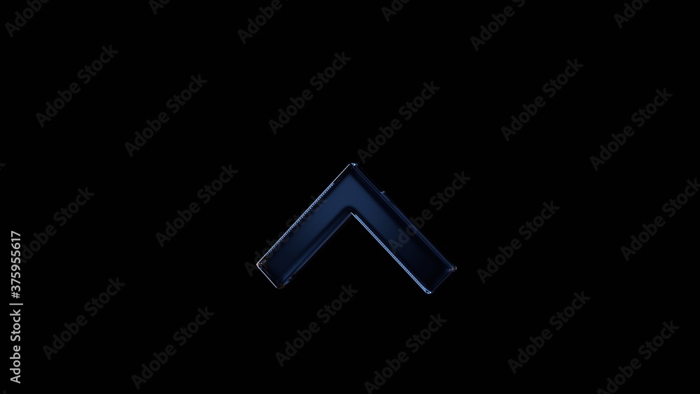 Poster 3d rendering glass symbol of up arrows isolated on black with reflection