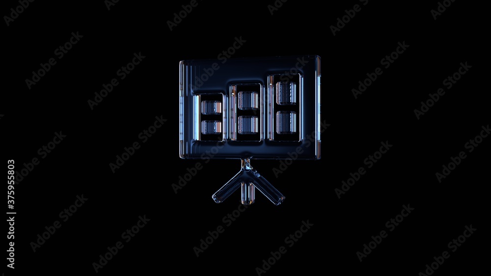Aufkleber 3d rendering glass symbol of bar chart isolated on black with reflection