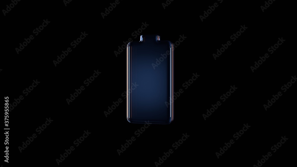 Poster 3d rendering glass vertical symbol of full battery isolated on black with reflection
