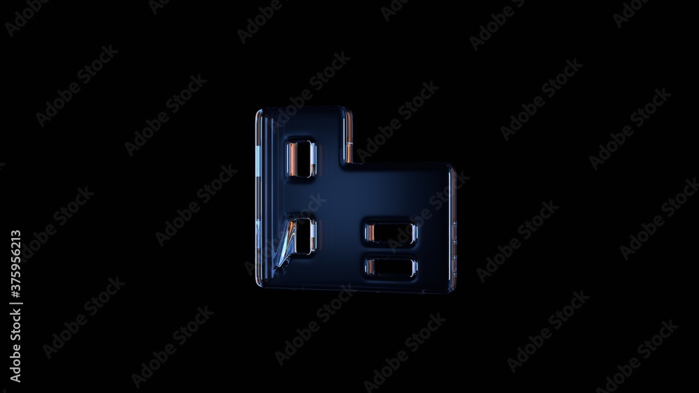 Poster 3d rendering glass symbol of building isolated on black with reflection