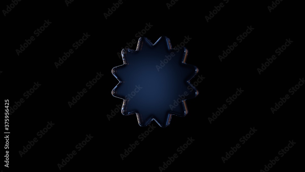 Poster 3d rendering glass symbol of certificate badge isolated on black with reflection