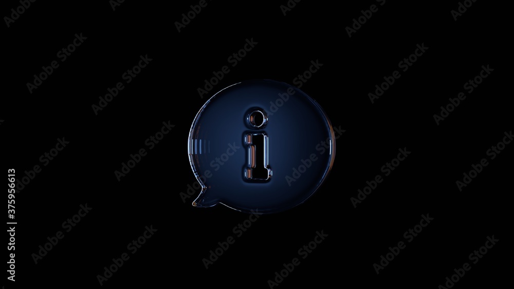 Poster 3d rendering glass symbol of rounded chat bubbles isolated on black with reflection