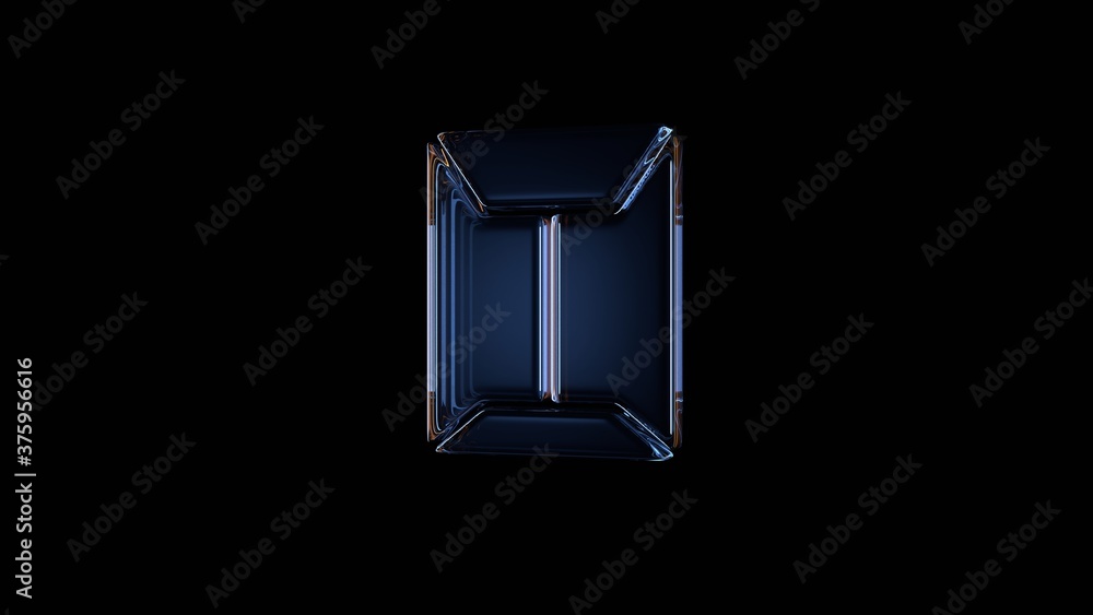 Poster 3d rendering glass symbol of sealed envelope isolated on black with reflection