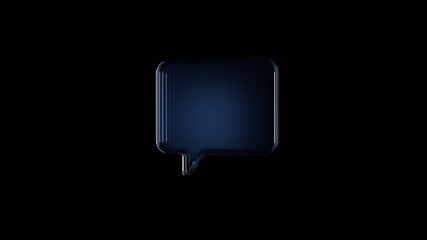 Fototapeta premium 3d rendering glass symbol of rounded chat bubble isolated on black with reflection
