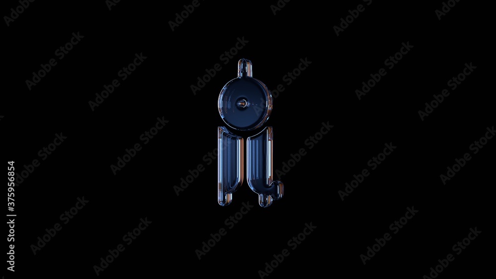 Poster 3d rendering glass symbol of compass isolated on black with reflection