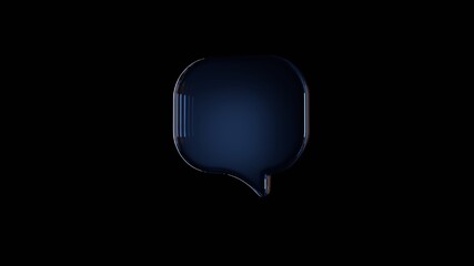 3d rendering glass symbol of  rounded chat bubble isolated on black with reflection