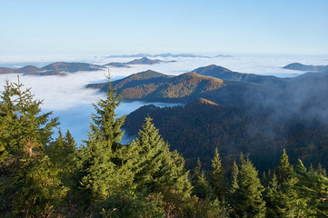 landscape of Low Tatras, autumn, morning fog, Slovakia