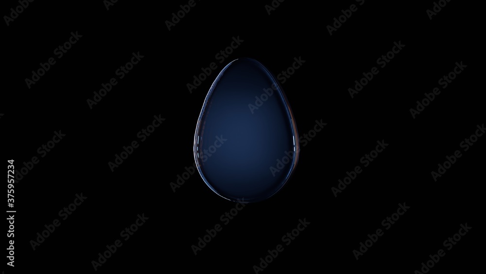 Poster 3d rendering glass symbol of egg isolated on black with reflection