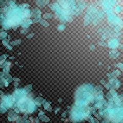 Turquoise flower petals falling down. Immaculate r